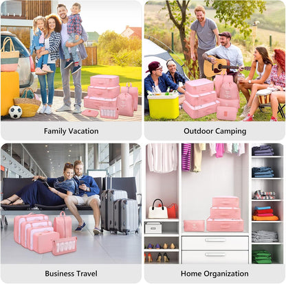 9 Set Packing Cubes with Shoe Bag & Electronics Bag - Luggage Organizers Suitcase Travel Accessories