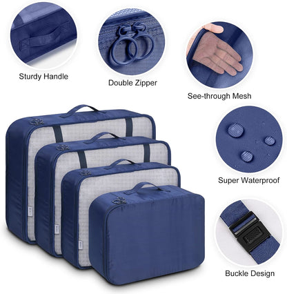 9 Set Packing Cubes with Shoe Bag & Electronics Bag - Luggage Organizers Suitcase Travel Accessories