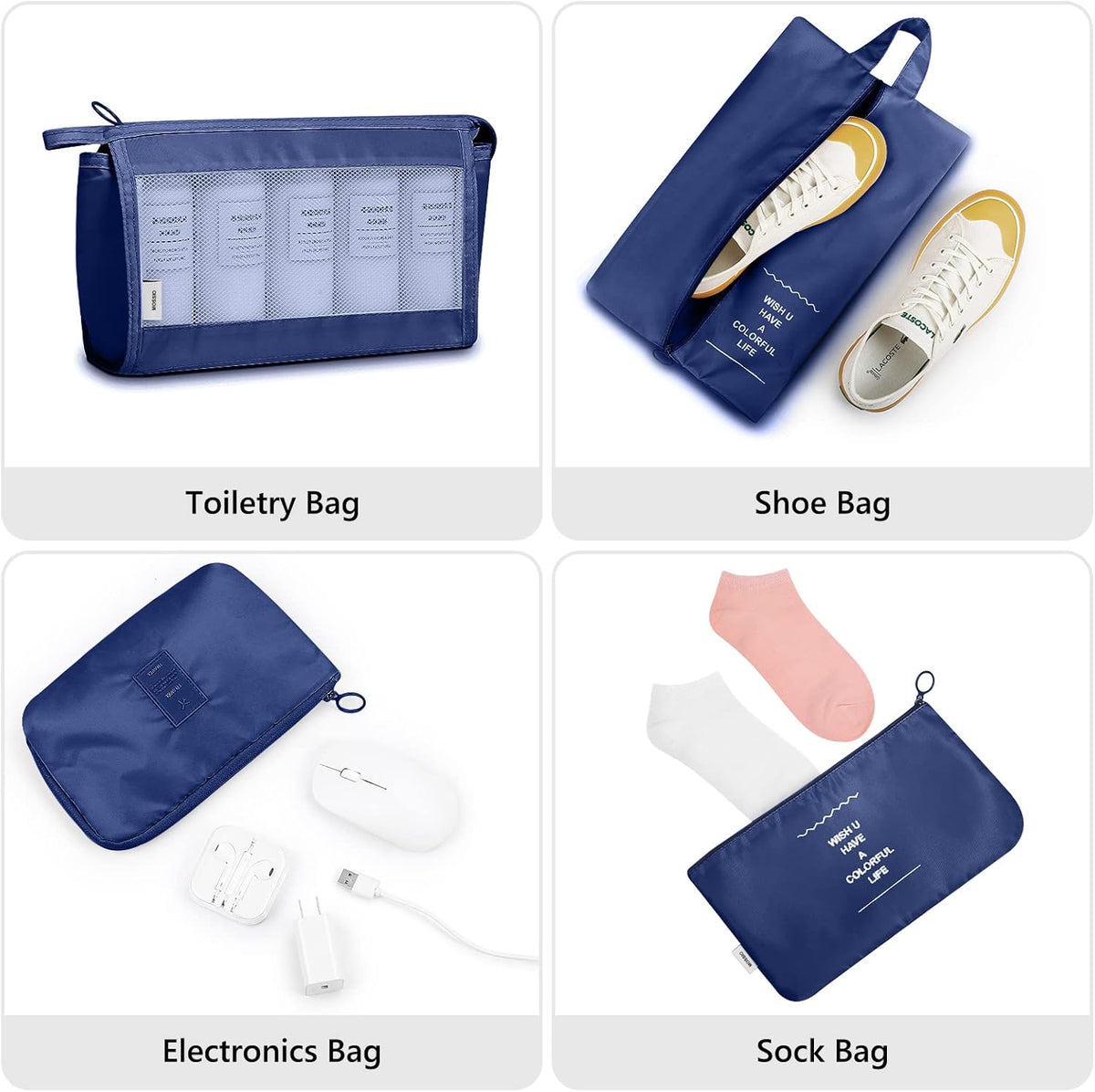 9 Set Packing Cubes with Shoe Bag & Electronics Bag - Luggage Organizers Suitcase Travel Accessories
