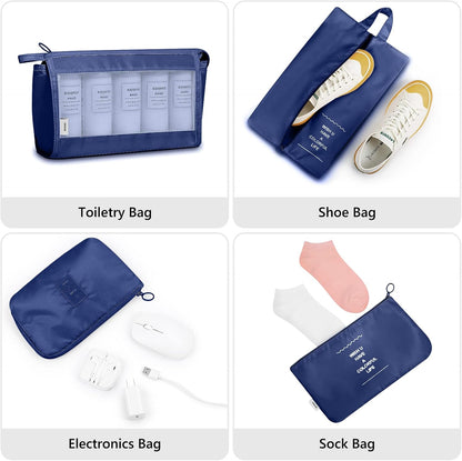 9 Set Packing Cubes with Shoe Bag & Electronics Bag - Luggage Organizers Suitcase Travel Accessories