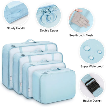 9 Set Packing Cubes with Shoe Bag & Electronics Bag - Luggage Organizers Suitcase Travel Accessories