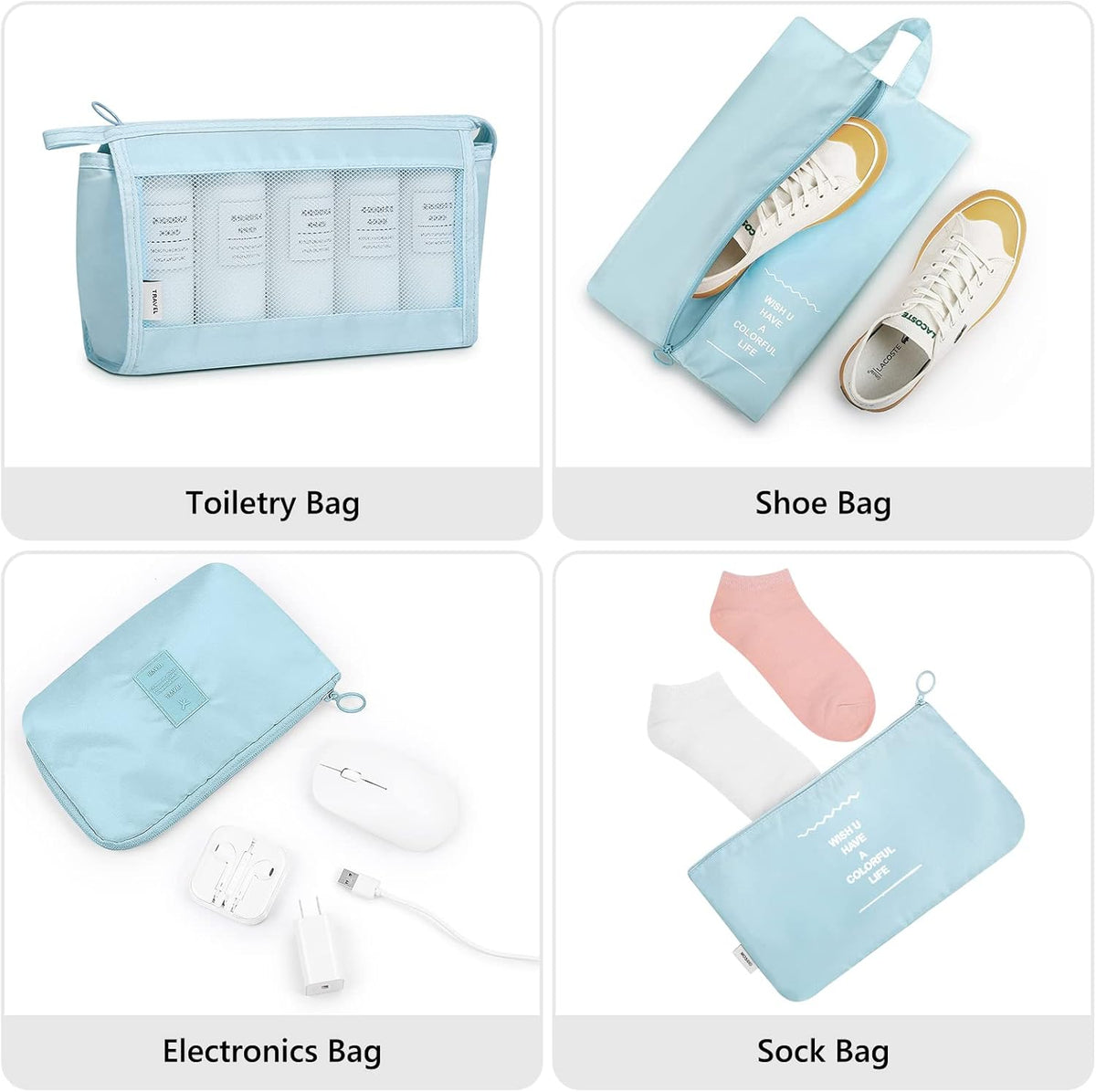 9 Set Packing Cubes with Shoe Bag & Electronics Bag - Luggage Organizers Suitcase Travel Accessories