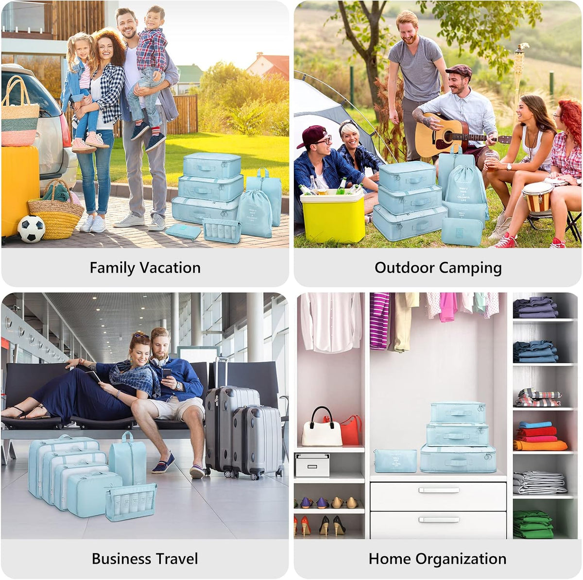 9 Set Packing Cubes with Shoe Bag & Electronics Bag - Luggage Organizers Suitcase Travel Accessories