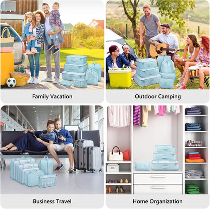9 Set Packing Cubes with Shoe Bag & Electronics Bag - Luggage Organizers Suitcase Travel Accessories
