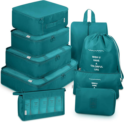 9 Set Packing Cubes with Shoe Bag & Electronics Bag - Luggage Organizers Suitcase Travel Accessories