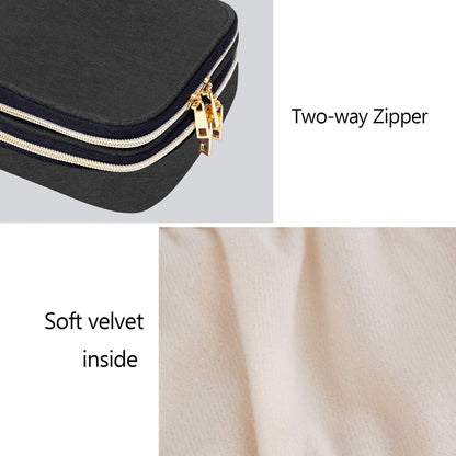 Double Layer Jewelry Organizer, Quilted Jewelry Travel Case for Rings, Necklaces, Earrings, Bracelets and More, Black-Bag Only