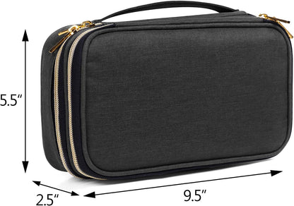 Double Layer Jewelry Organizer, Quilted Jewelry Travel Case for Rings, Necklaces, Earrings, Bracelets and More, Black-Bag Only