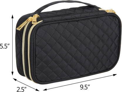 Double Layer Jewelry Organizer, Quilted Jewelry Travel Case for Rings, Necklaces, Earrings, Bracelets and More, Black-Bag Only