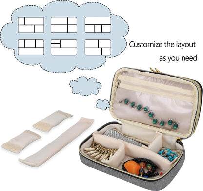 Double Layer Jewelry Organizer, Quilted Jewelry Travel Case for Rings, Necklaces, Earrings, Bracelets and More, Black-Bag Only