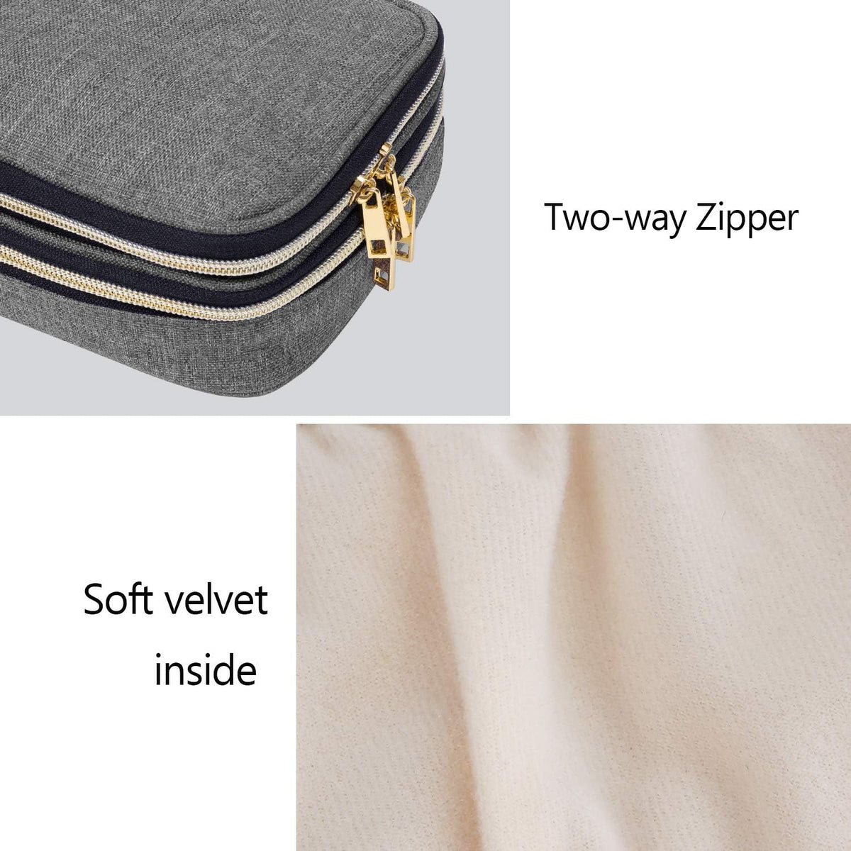 Double Layer Jewelry Organizer, Quilted Jewelry Travel Case for Rings, Necklaces, Earrings, Bracelets and More, Black-Bag Only