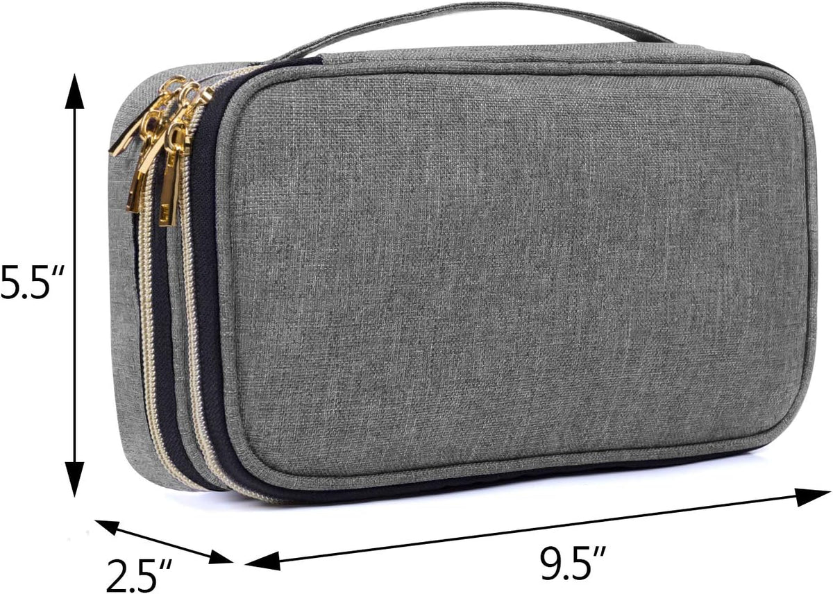 Double Layer Jewelry Organizer, Quilted Jewelry Travel Case for Rings, Necklaces, Earrings, Bracelets and More, Black-Bag Only