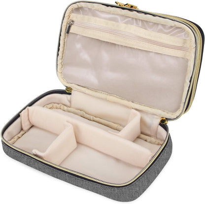 Double Layer Jewelry Organizer, Quilted Jewelry Travel Case for Rings, Necklaces, Earrings, Bracelets and More, Black-Bag Only