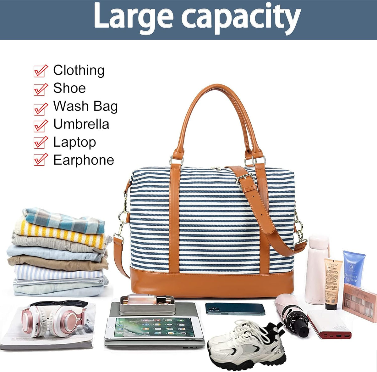 Women Ladies Travel Bag Canvas Weekend Overnight Carry On Luggage Bags