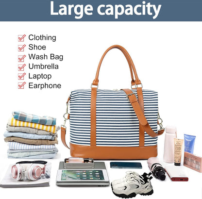 Women Ladies Travel Bag Canvas Weekend Overnight Carry On Luggage Bags