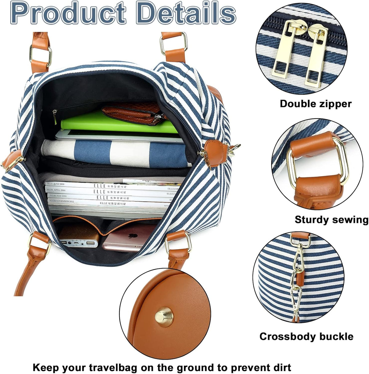 Women Ladies Travel Bag Canvas Weekend Overnight Carry On Luggage Bags