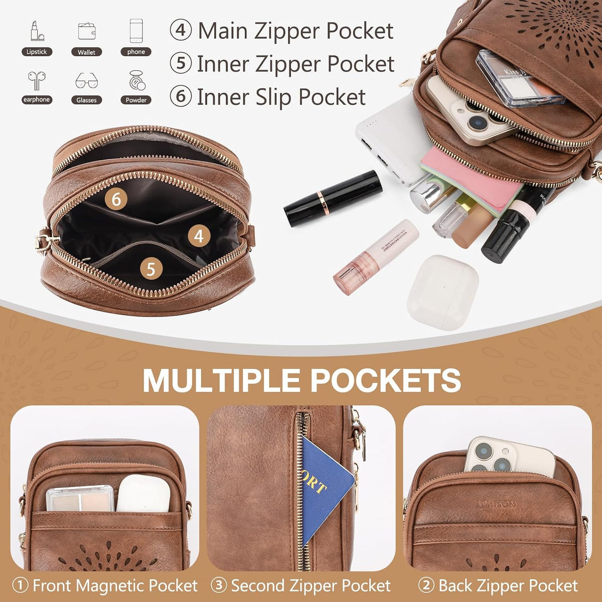 APHISON Crossbody Bags for Women Trendy, Cell Phone Cross body Purse Shoulder Handbag with RFID Blocking Card Slots