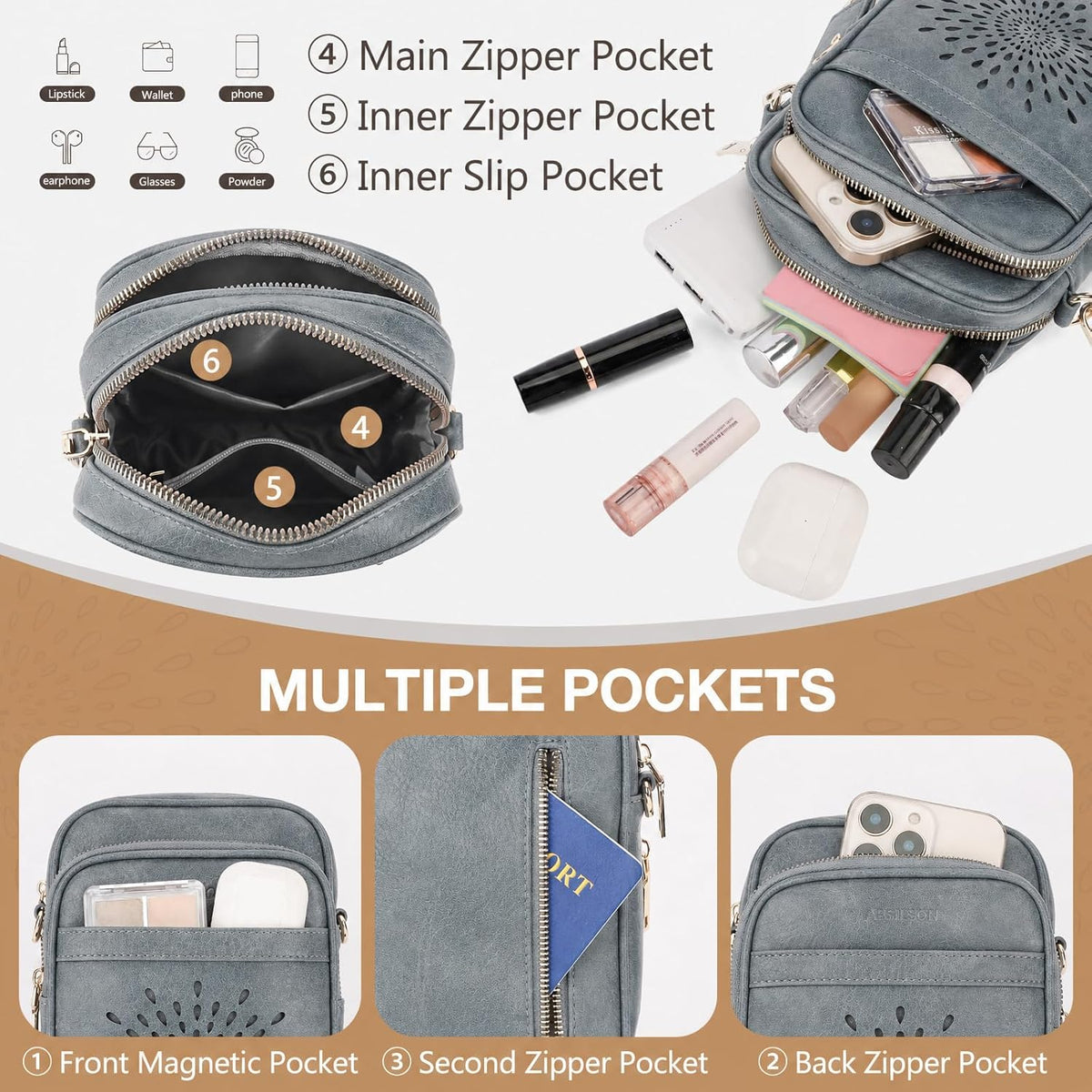 APHISON Crossbody Bags for Women Trendy, Cell Phone Cross body Purse Shoulder Handbag with RFID Blocking Card Slots