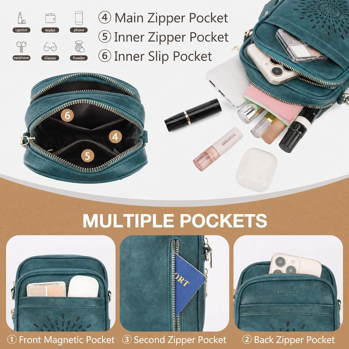 APHISON Crossbody Bags for Women Trendy, Cell Phone Cross body Purse Shoulder Handbag with RFID Blocking Card Slots