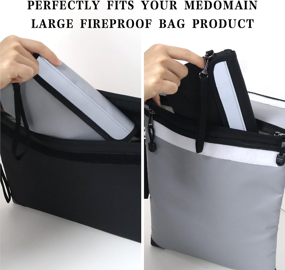 Small Money Bag (8.1“ × 4.8”)，Zippered Fireproof Waterproof Document Bag， Safe Fireproof Document Box，Small Fireproof Money for Cash, Currency, Keys, and Passports (2-Pack)