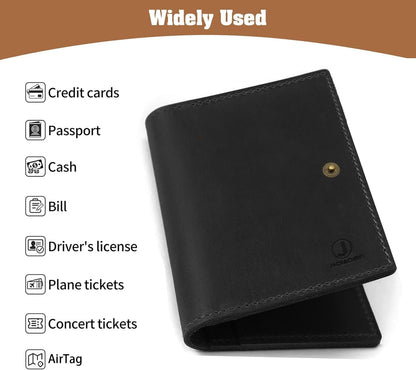 Genuine Leather Handmade Passport Holder For Travel, RFID Blocking Passport Holder with Card Slots, Travel Essentials wallet with Pen Holder for Women and Men for Gifting, Brown