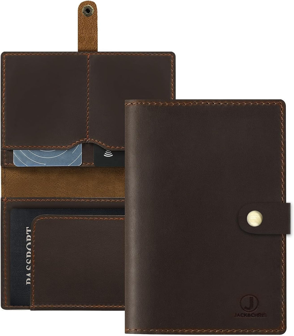 Genuine Leather Handmade Passport Holder For Travel, RFID Blocking Passport Holder with Card Slots, Travel Essentials wallet with Pen Holder for Women and Men for Gifting, Brown