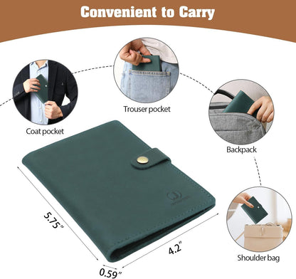 Genuine Leather Handmade Passport Holder For Travel, RFID Blocking Passport Holder with Card Slots, Travel Essentials wallet with Pen Holder for Women and Men for Gifting, Brown