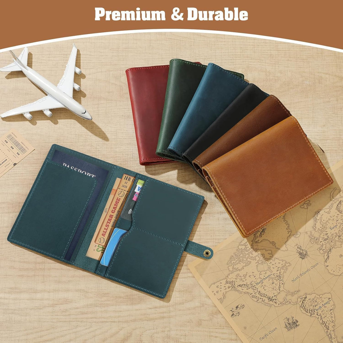 Genuine Leather Handmade Passport Holder For Travel, RFID Blocking Passport Holder with Card Slots, Travel Essentials wallet with Pen Holder for Women and Men for Gifting, Brown