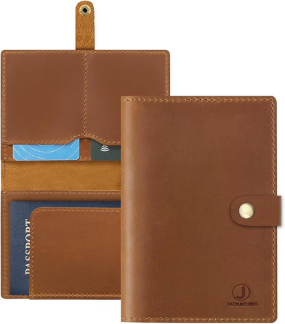 Genuine Leather Handmade Passport Holder For Travel, RFID Blocking Passport Holder with Card Slots, Travel Essentials wallet with Pen Holder for Women and Men for Gifting, Brown
