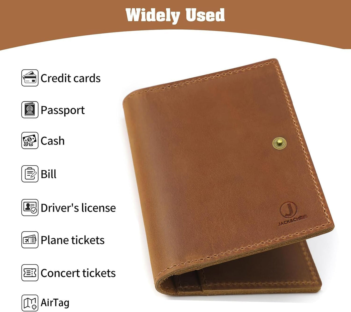 Genuine Leather Handmade Passport Holder For Travel, RFID Blocking Passport Holder with Card Slots, Travel Essentials wallet with Pen Holder for Women and Men for Gifting, Brown