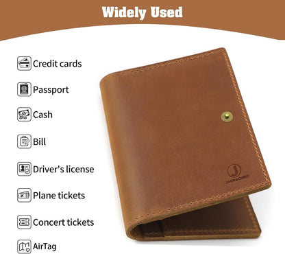 Genuine Leather Handmade Passport Holder For Travel, RFID Blocking Passport Holder with Card Slots, Travel Essentials wallet with Pen Holder for Women and Men for Gifting, Brown