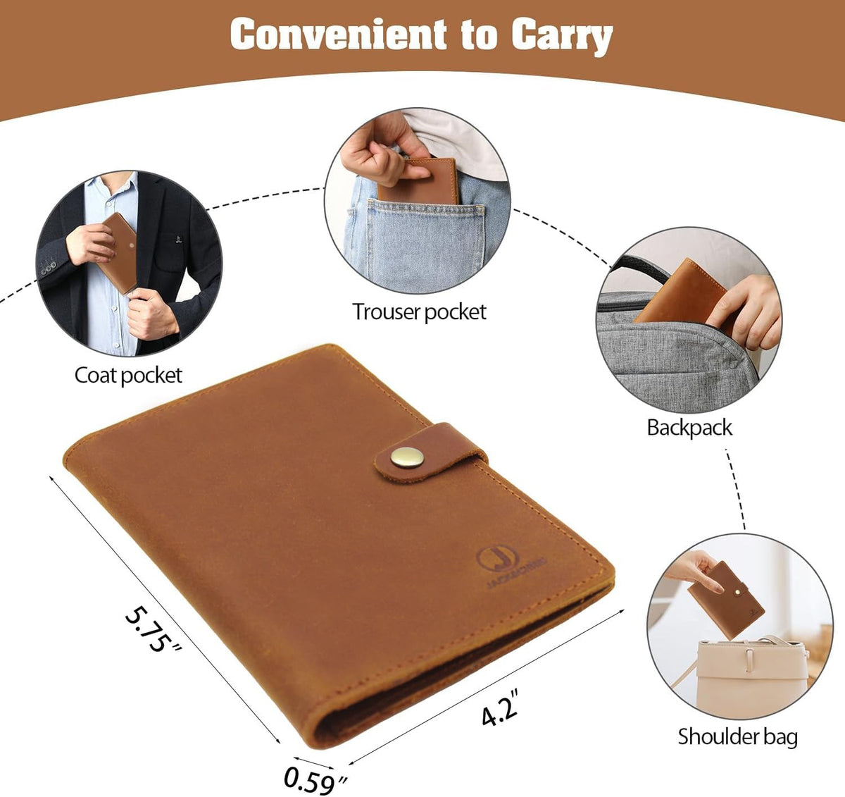 Genuine Leather Handmade Passport Holder For Travel, RFID Blocking Passport Holder with Card Slots, Travel Essentials wallet with Pen Holder for Women and Men for Gifting, Brown