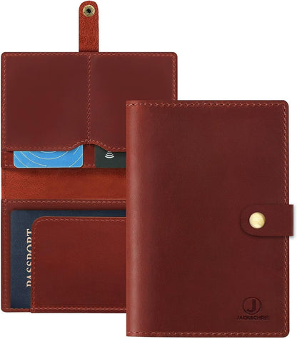 Genuine Leather Handmade Passport Holder For Travel, RFID Blocking Passport Holder with Card Slots, Travel Essentials wallet with Pen Holder for Women and Men for Gifting, Brown