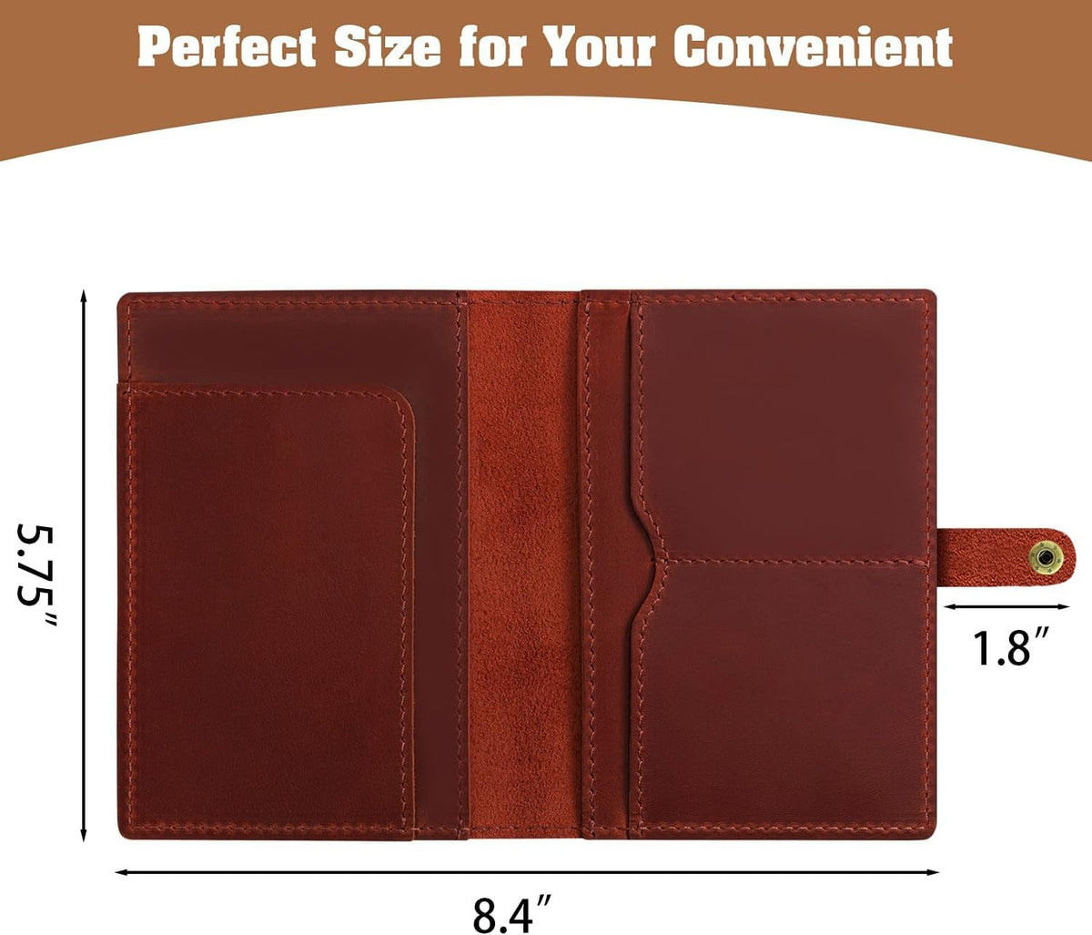 Genuine Leather Handmade Passport Holder For Travel, RFID Blocking Passport Holder with Card Slots, Travel Essentials wallet with Pen Holder for Women and Men for Gifting, Brown