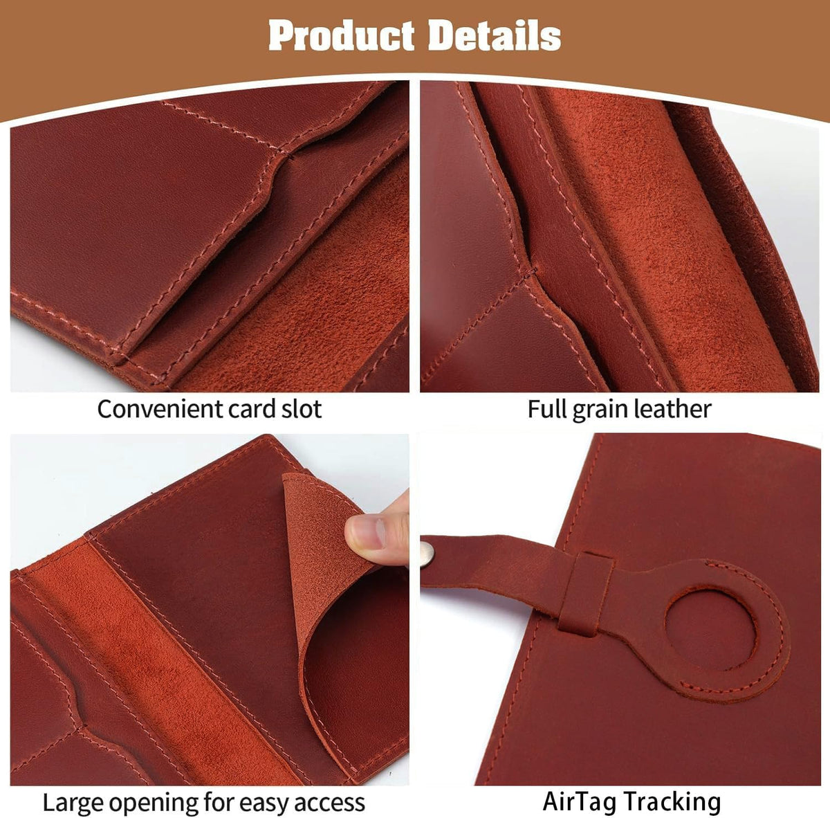 Genuine Leather Handmade Passport Holder For Travel, RFID Blocking Passport Holder with Card Slots, Travel Essentials wallet with Pen Holder for Women and Men for Gifting, Brown