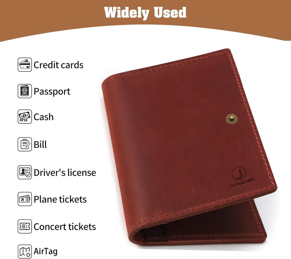 Genuine Leather Handmade Passport Holder For Travel, RFID Blocking Passport Holder with Card Slots, Travel Essentials wallet with Pen Holder for Women and Men for Gifting, Brown