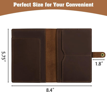 Genuine Leather Handmade Passport Holder For Travel, RFID Blocking Passport Holder with Card Slots, Travel Essentials wallet with Pen Holder for Women and Men for Gifting, Brown