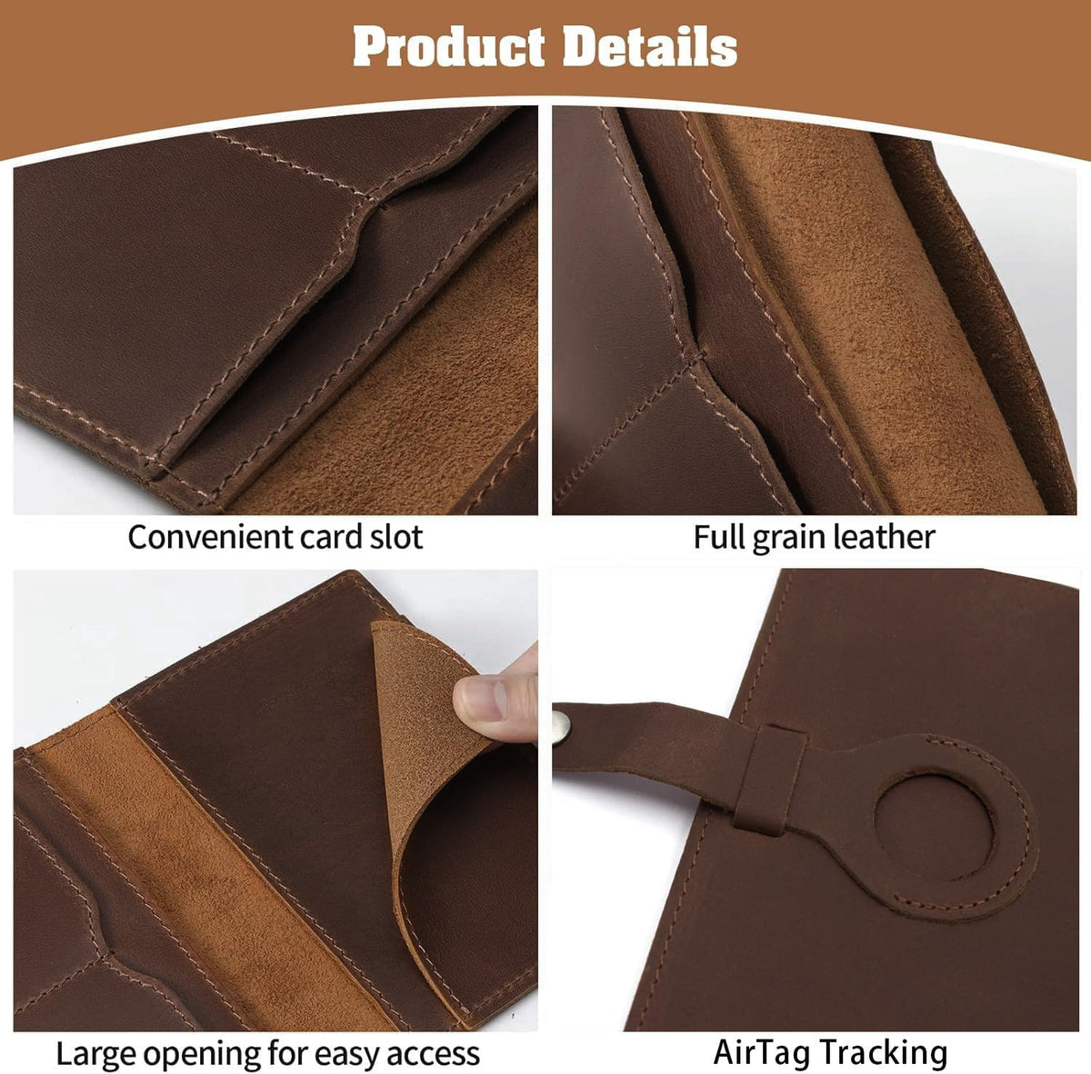 Genuine Leather Handmade Passport Holder For Travel, RFID Blocking Passport Holder with Card Slots, Travel Essentials wallet with Pen Holder for Women and Men for Gifting, Brown