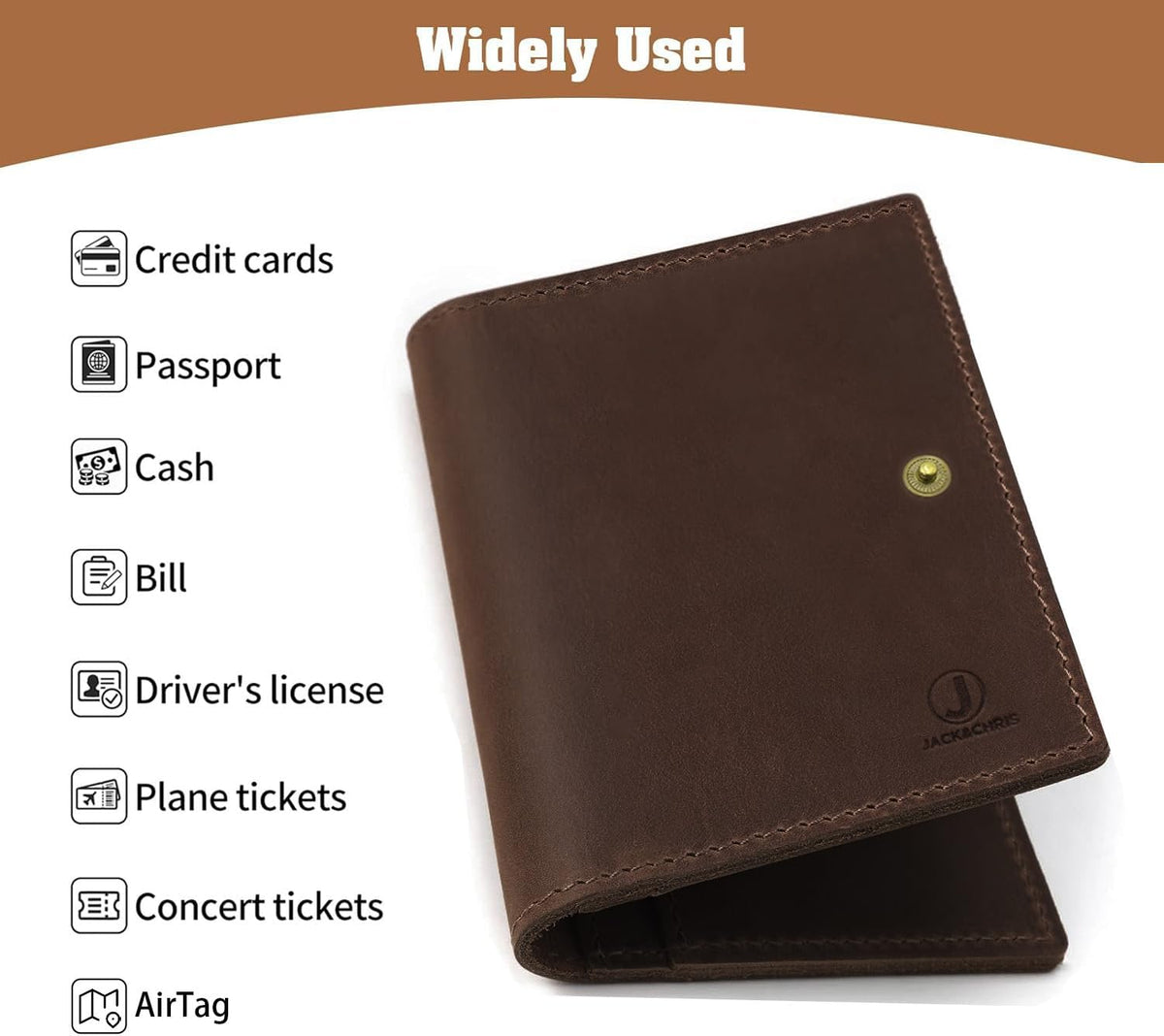 Genuine Leather Handmade Passport Holder For Travel, RFID Blocking Passport Holder with Card Slots, Travel Essentials wallet with Pen Holder for Women and Men for Gifting, Brown