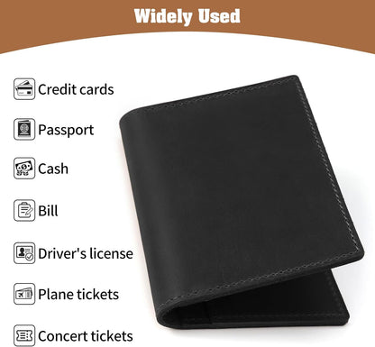 Genuine Leather Handmade Passport Holder For Travel, RFID Blocking Passport Holder with Card Slots, Travel Essentials wallet with Pen Holder for Women and Men for Gifting, Brown
