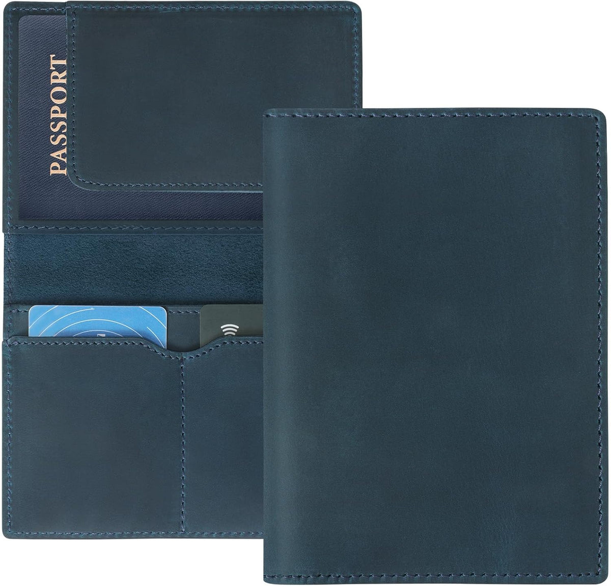 Genuine Leather Handmade Passport Holder For Travel, RFID Blocking Passport Holder with Card Slots, Travel Essentials wallet with Pen Holder for Women and Men for Gifting, Brown