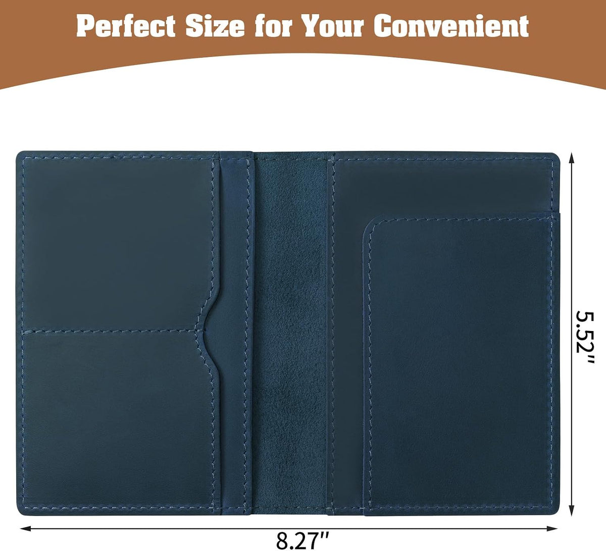Genuine Leather Handmade Passport Holder For Travel, RFID Blocking Passport Holder with Card Slots, Travel Essentials wallet with Pen Holder for Women and Men for Gifting, Brown