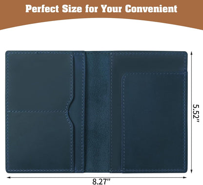 Genuine Leather Handmade Passport Holder For Travel, RFID Blocking Passport Holder with Card Slots, Travel Essentials wallet with Pen Holder for Women and Men for Gifting, Brown