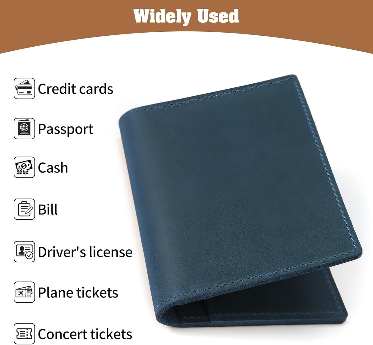 Genuine Leather Handmade Passport Holder For Travel, RFID Blocking Passport Holder with Card Slots, Travel Essentials wallet with Pen Holder for Women and Men for Gifting, Brown