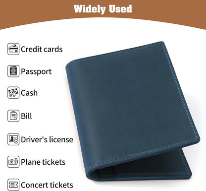 Genuine Leather Handmade Passport Holder For Travel, RFID Blocking Passport Holder with Card Slots, Travel Essentials wallet with Pen Holder for Women and Men for Gifting, Brown