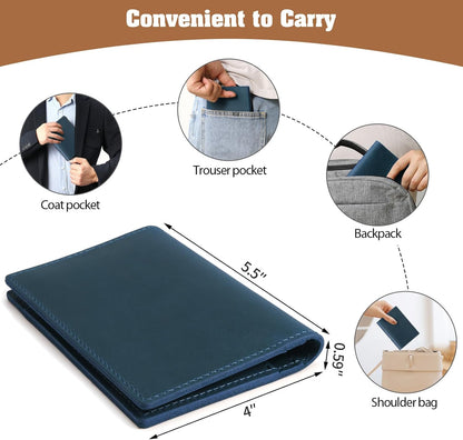 Genuine Leather Handmade Passport Holder For Travel, RFID Blocking Passport Holder with Card Slots, Travel Essentials wallet with Pen Holder for Women and Men for Gifting, Brown