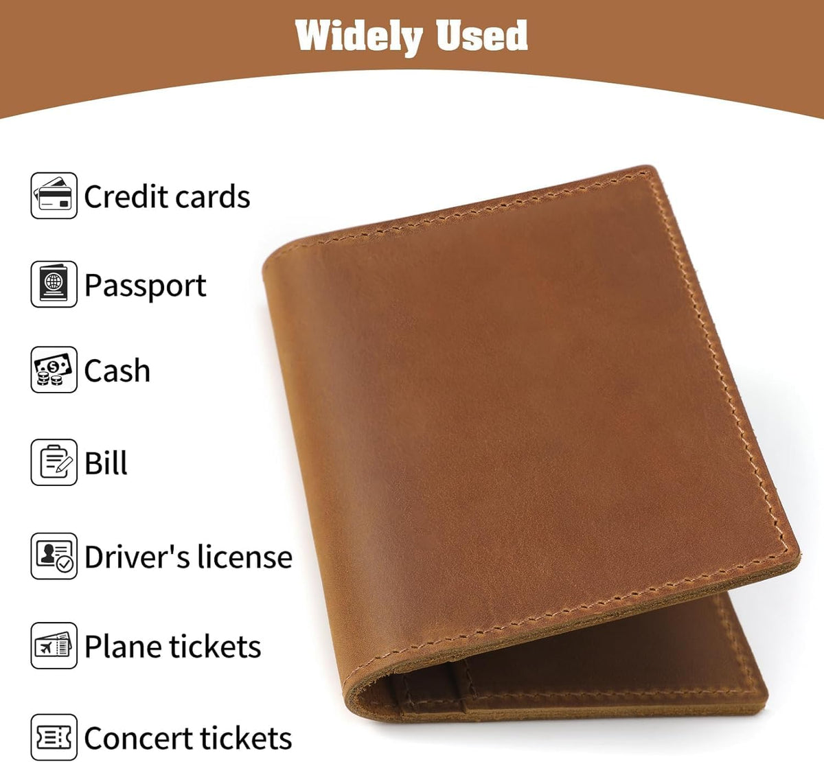 Genuine Leather Handmade Passport Holder For Travel, RFID Blocking Passport Holder with Card Slots, Travel Essentials wallet with Pen Holder for Women and Men for Gifting, Brown