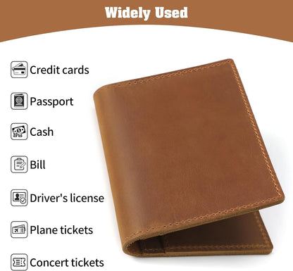 Genuine Leather Handmade Passport Holder For Travel, RFID Blocking Passport Holder with Card Slots, Travel Essentials wallet with Pen Holder for Women and Men for Gifting, Brown