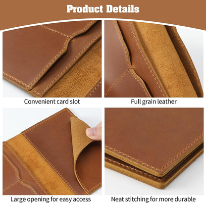 Genuine Leather Handmade Passport Holder For Travel, RFID Blocking Passport Holder with Card Slots, Travel Essentials wallet with Pen Holder for Women and Men for Gifting, Brown