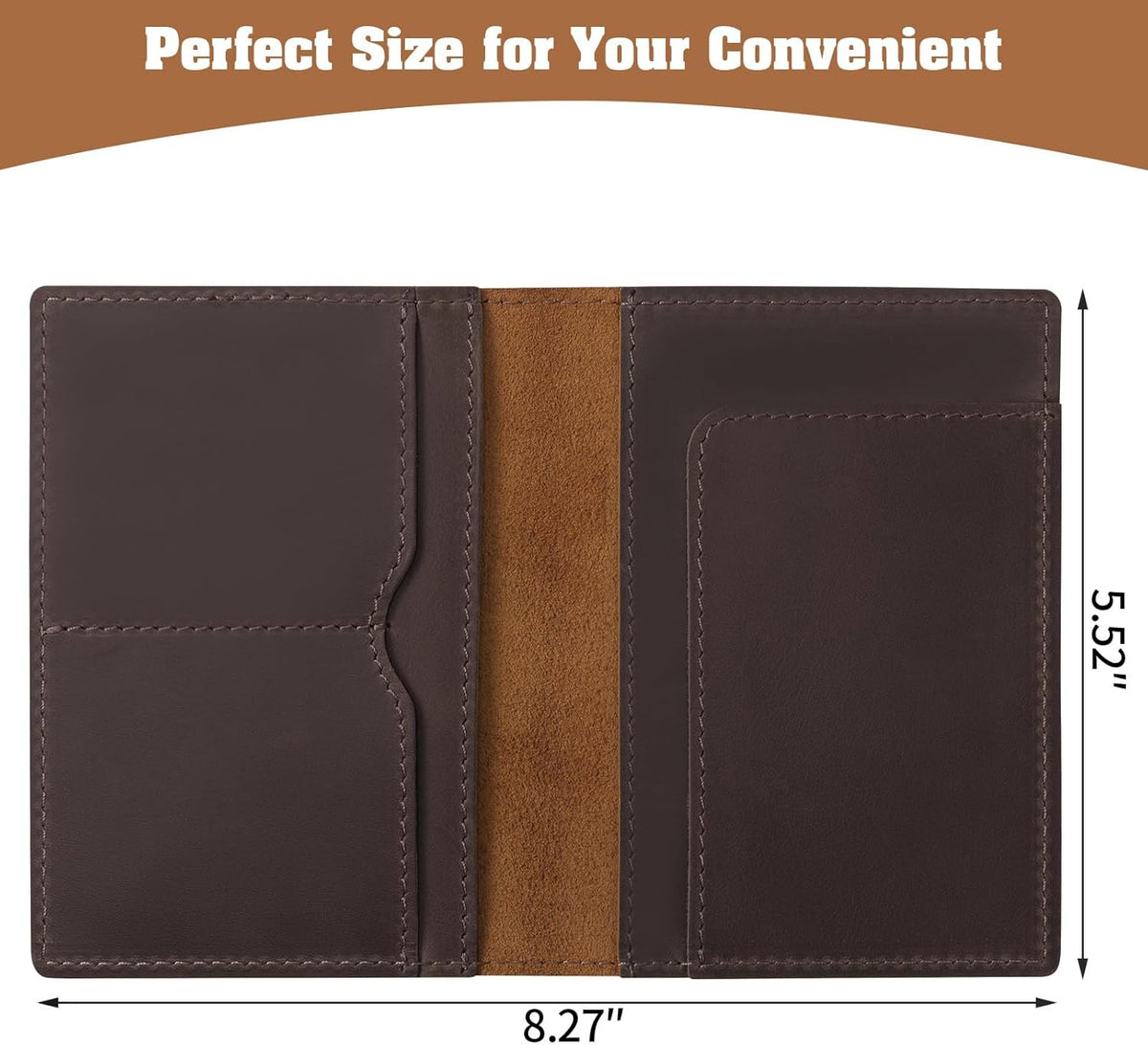 Genuine Leather Handmade Passport Holder For Travel, RFID Blocking Passport Holder with Card Slots, Travel Essentials wallet with Pen Holder for Women and Men for Gifting, Brown
