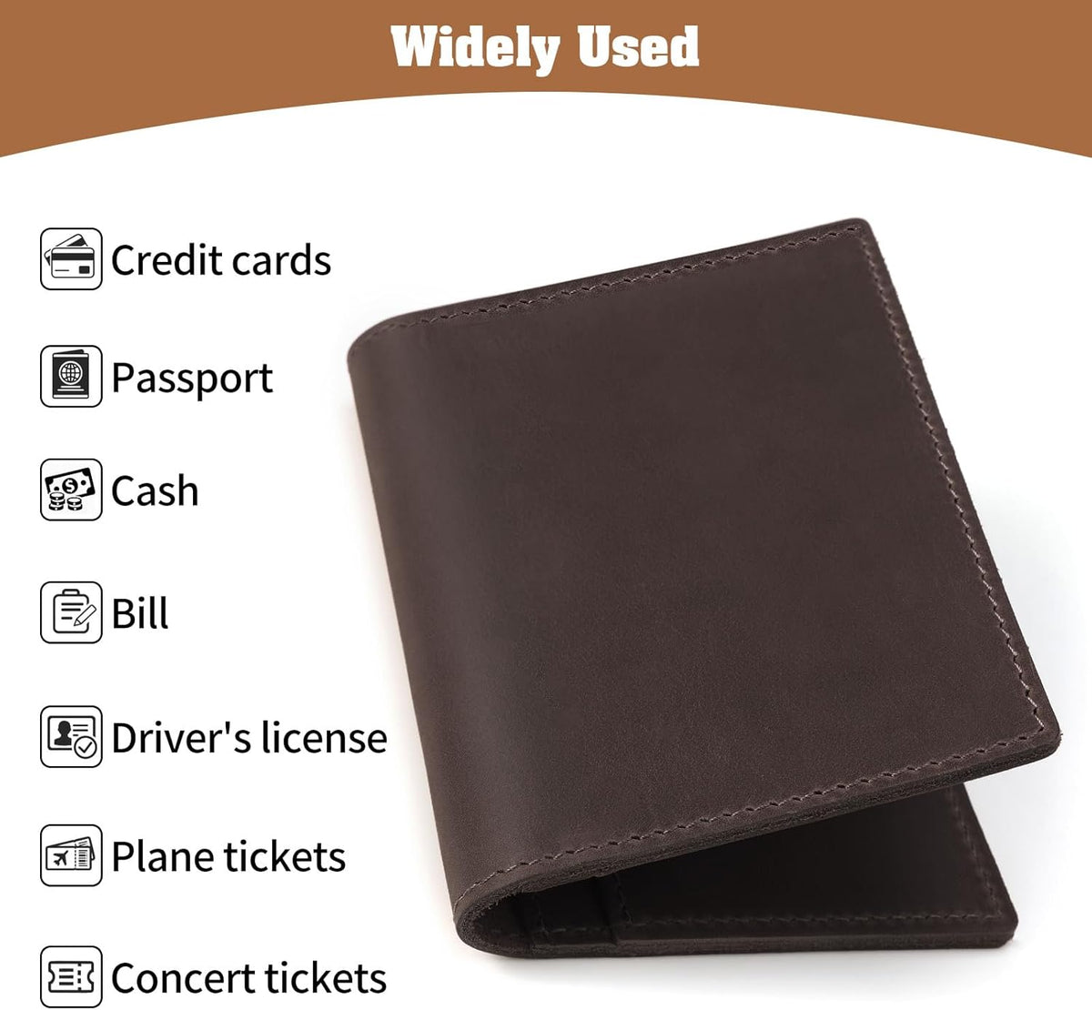 Genuine Leather Handmade Passport Holder For Travel, RFID Blocking Passport Holder with Card Slots, Travel Essentials wallet with Pen Holder for Women and Men for Gifting, Brown